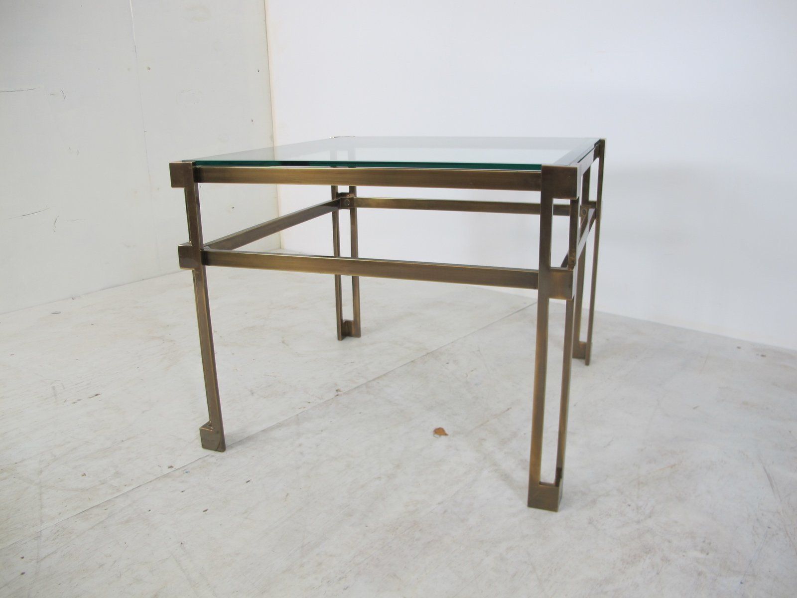 Regency Brass & Glass Side Table By Peter Ghyczy, 1970s photo buy