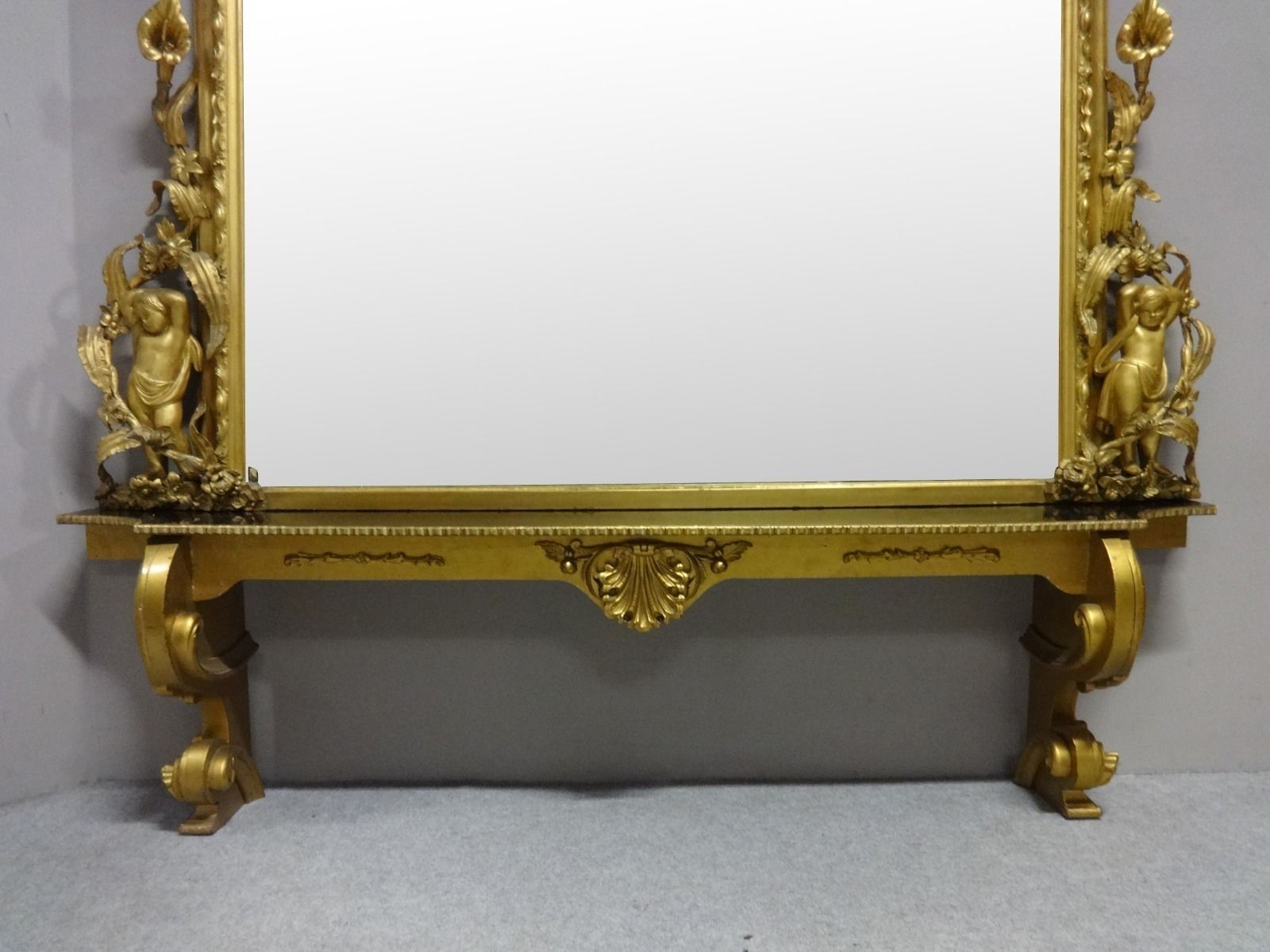 A Very R Are And Impressive Victorian English Gilt Overmantle Mirror photo for sale