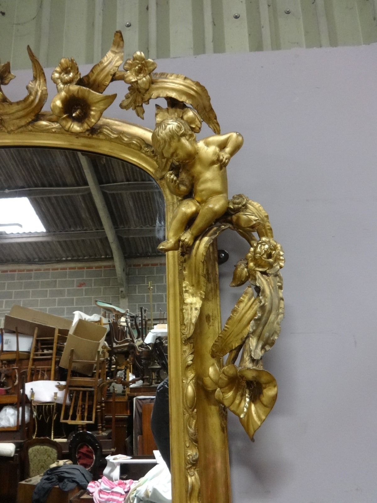 A Very R Are And Impressive Victorian English Gilt Overmantle Mirror photo vintage