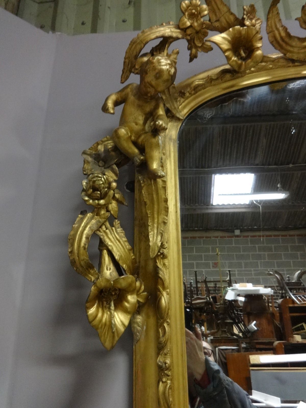 photo for sale A Very R Are And Impressive Victorian English Gilt Overmantle Mirror