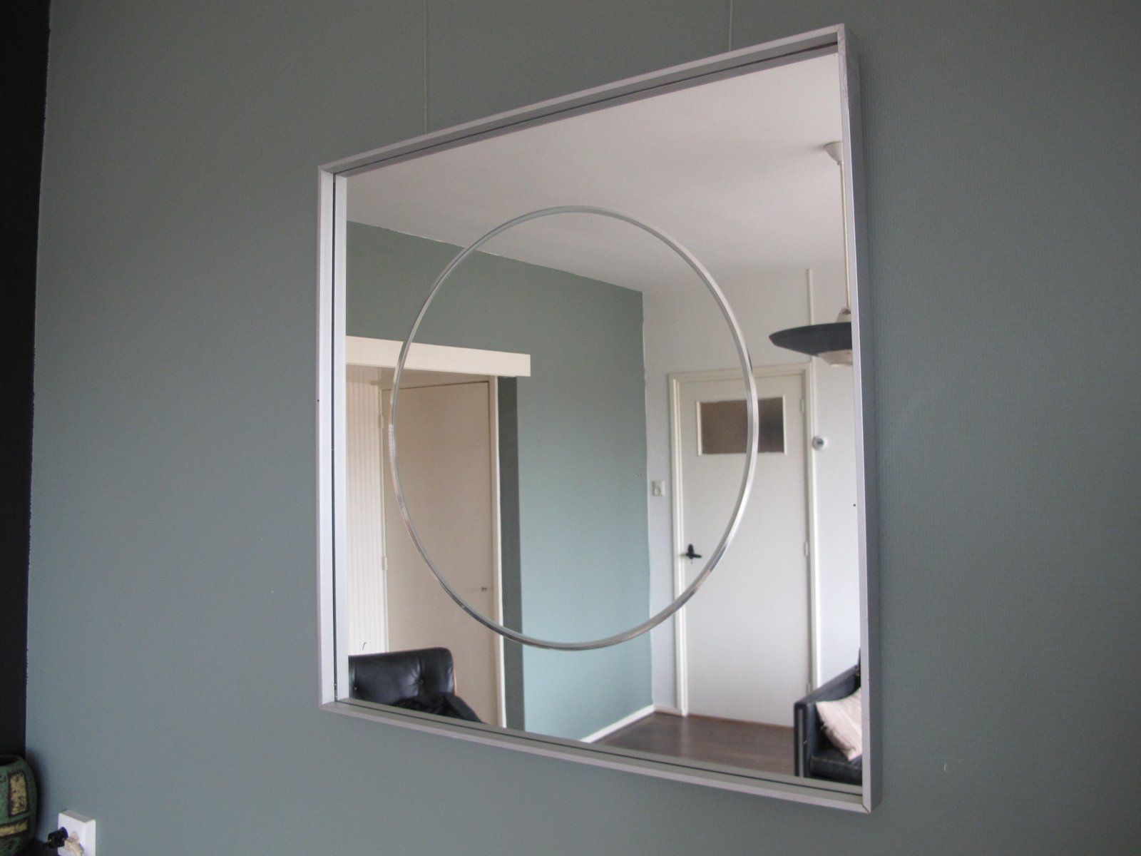 Vintage Aluminum Square Mirror