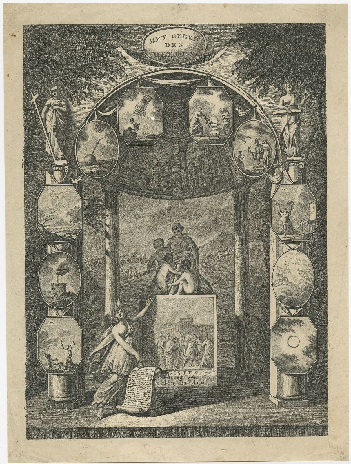 Antique Religion Frontispiece With Miniatures (C.1880)
