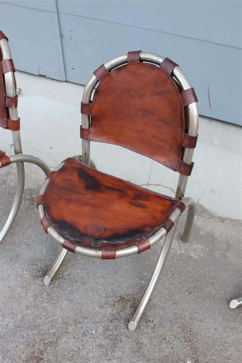 Silver Metal Chairs Studio Tetrark Medusa Calfskin 1960s Bazzani Made In Italy photo Garden Furniture