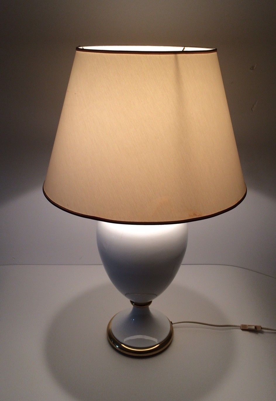 Maison Le Dauphin Hollywood Regency Ceramic Table Lamp With Shade 1980s France photo for sale
