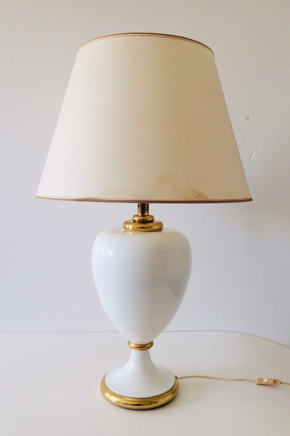 Maison Le Dauphin Hollywood Regency Ceramic Table Lamp With Shade 1980s France photo buy