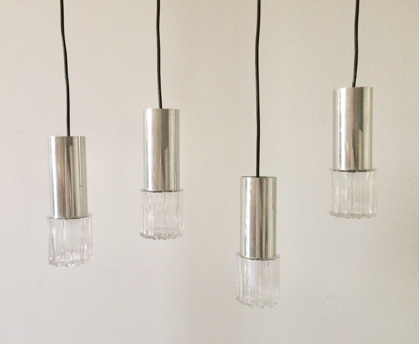Kaiser Leuchten Design Glass & Metal Pendant Hanging Lamp By Helena Tynell, 1960s photo furniture