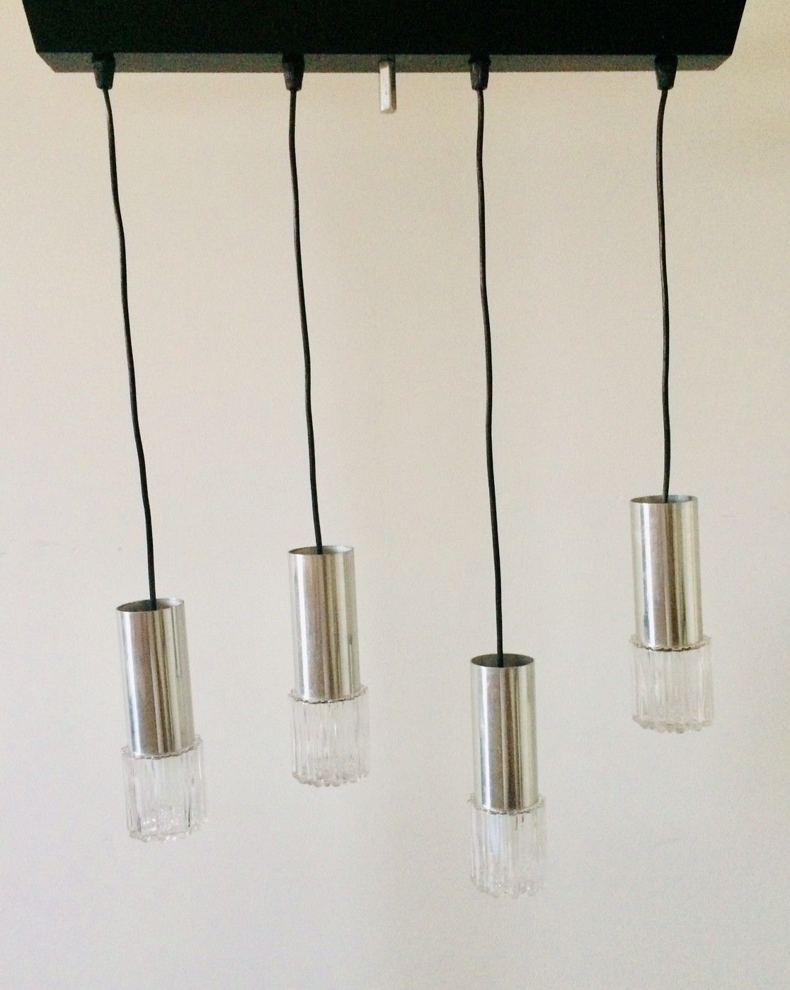 Kaiser Leuchten Design Glass & Metal Pendant Hanging Lamp By Helena Tynell, 1960s photo Lighting