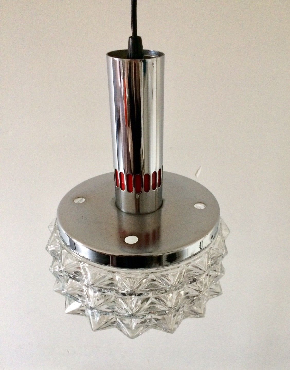 1960s Raak Design Glass Cristal Pendant Hanging Lamp photo vinterior
