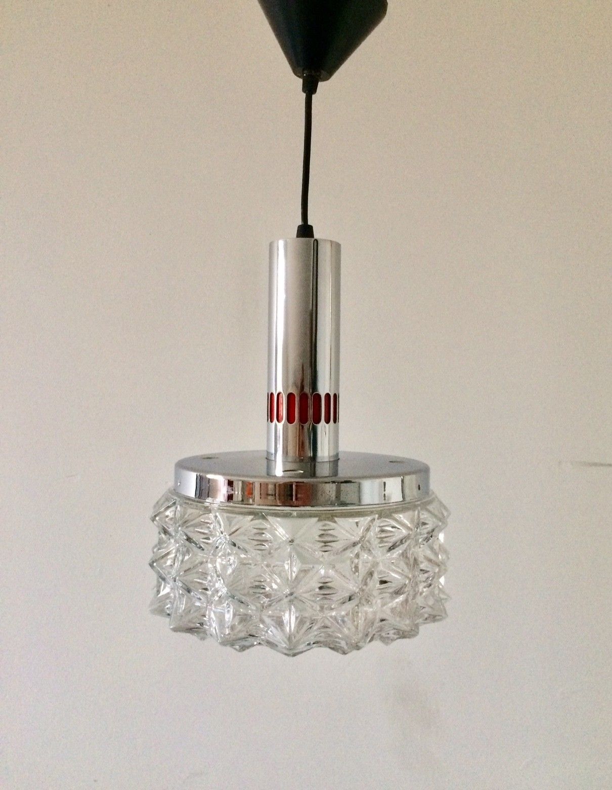 1960s Raak Design Glass Cristal Pendant Hanging Lamp photo buy