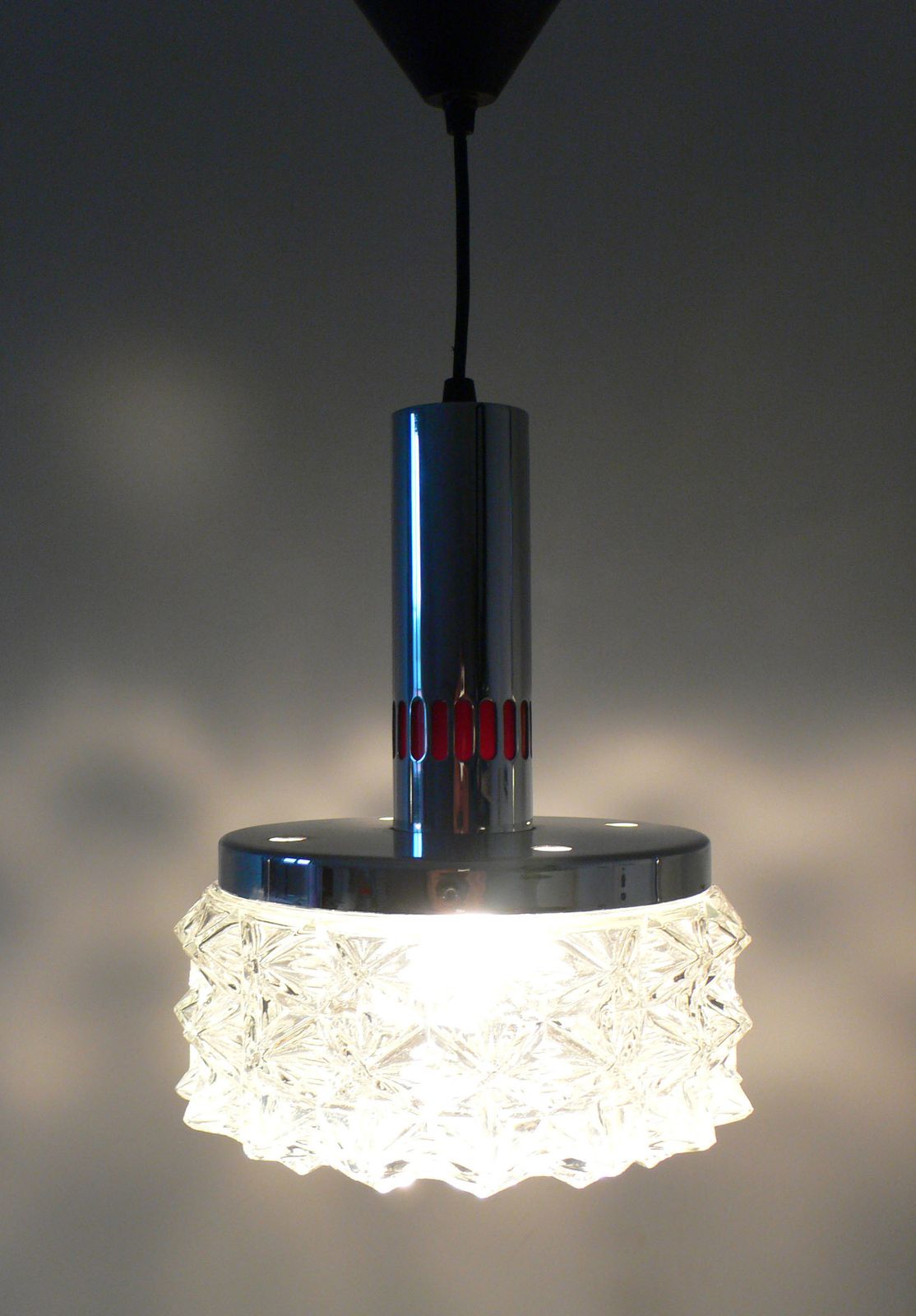photo furniture 1960s Raak Design Glass Cristal Pendant Hanging Lamp