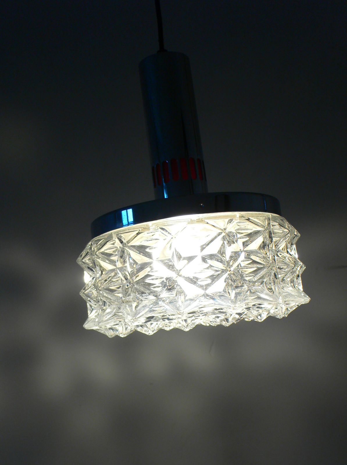 202.12 1960s Raak Design Glass Cristal Pendant Hanging Lamp photo