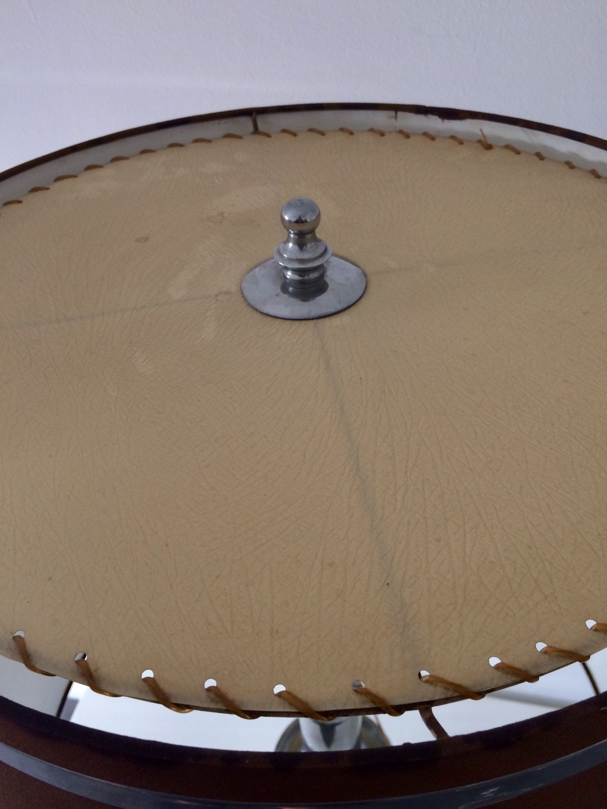 Midcentury Original Italian Design 1970s Xl Chrome Table Lamp W Shade photo 559.24