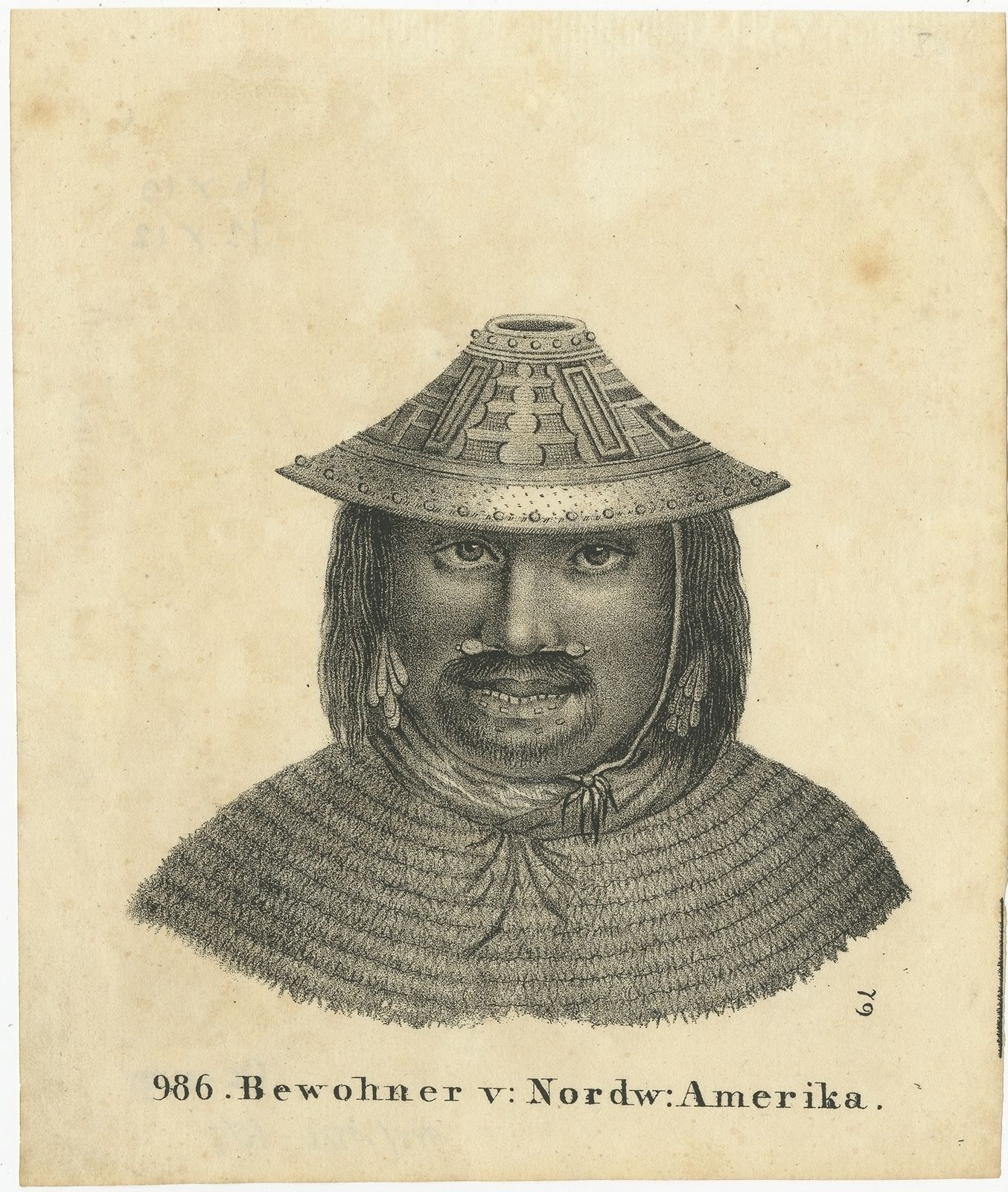 Antique Print Of An Inhabitant Of Northwest America (1836)