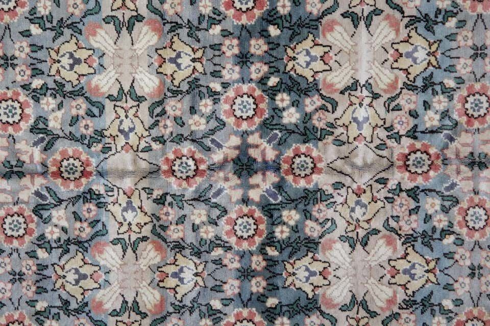 Handwoven Oriental Oushak Carpet, Traditional Green Wool Turksih Rug  185x280cm photo vintage
