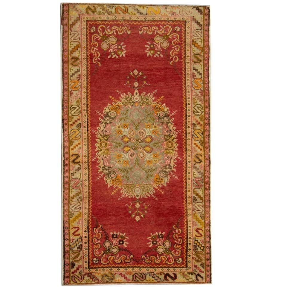 Red Handmade Carpet Antique Rugs, Anatolian Turkish Rug, Luxury Red Rugs For Sale