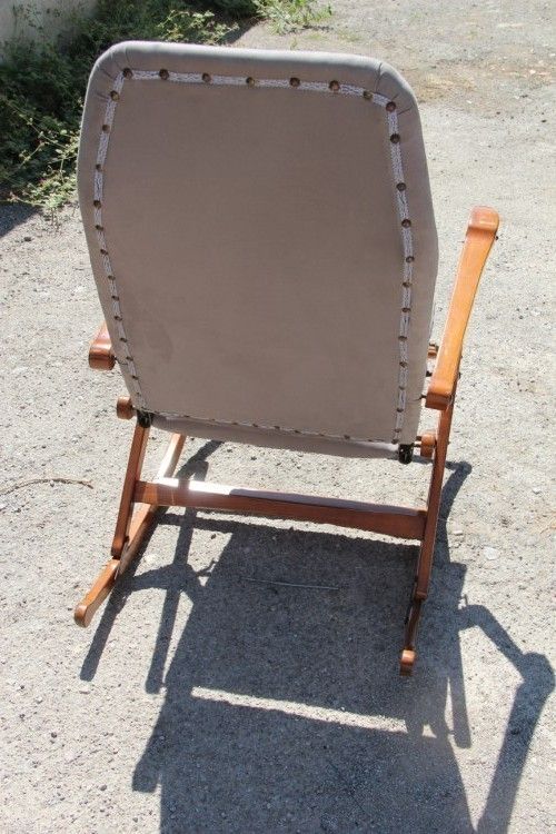 Rocking Chair Folding Wood And Fabric Fratelli Reguitti 1950s photo furniture