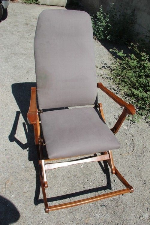 Rocking Chair Folding Wood And Fabric Fratelli Reguitti 1950s photo Furniture