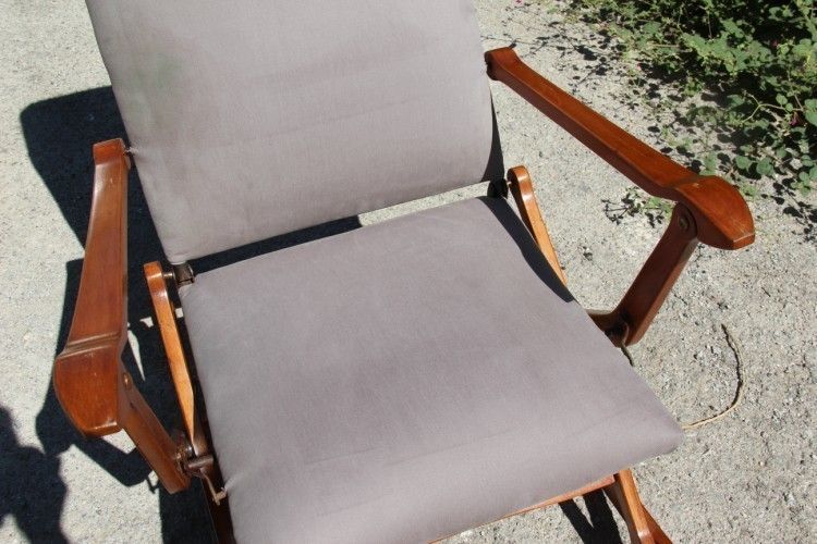 Rocking Chair Folding Wood And Fabric Fratelli Reguitti 1950s photo buy