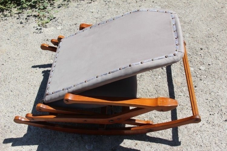 photo for sale Rocking Chair Folding Wood And Fabric Fratelli Reguitti 1950s