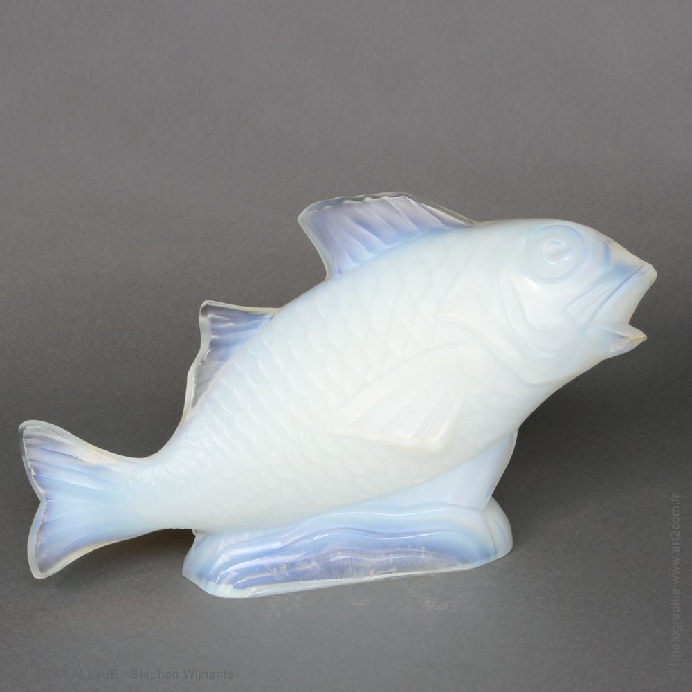 A Strong Opalescent Fish  Statue By Sabino