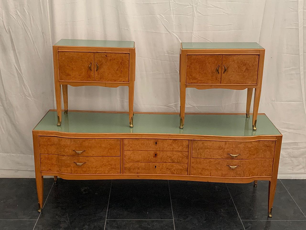 Chest Of Drawers And Pair Of Nightstands By Saffa Milano, 1950s photo furniture