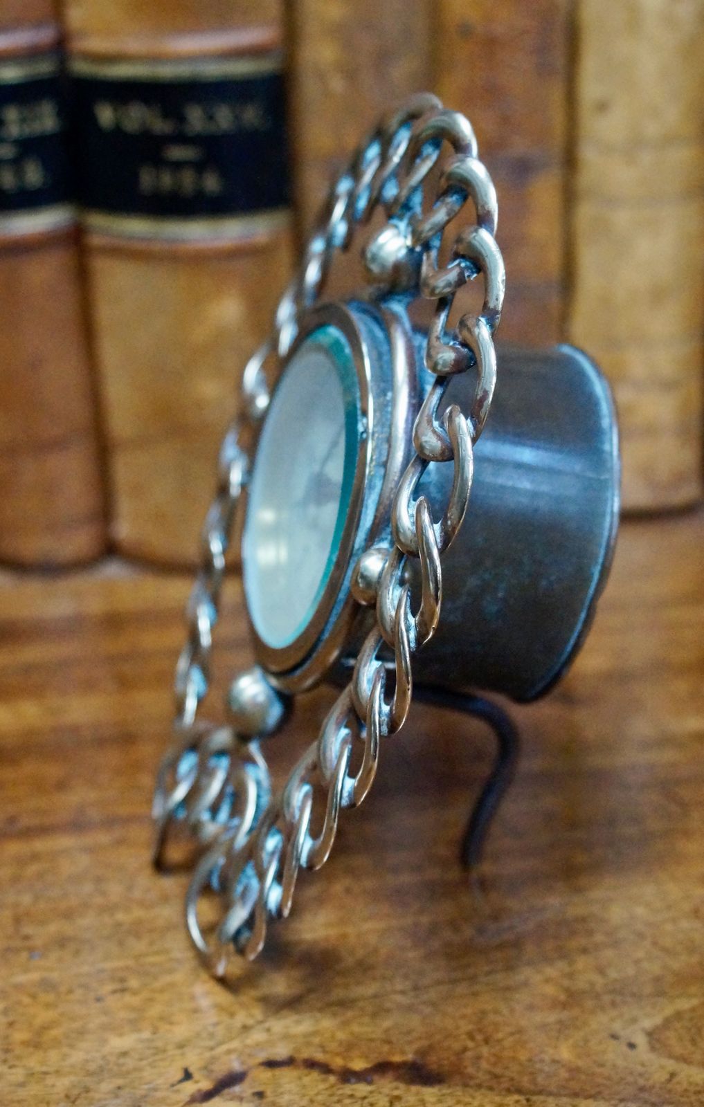 Victorian Brass Horseshoe Wedding Ring Travel Clock photo for sale