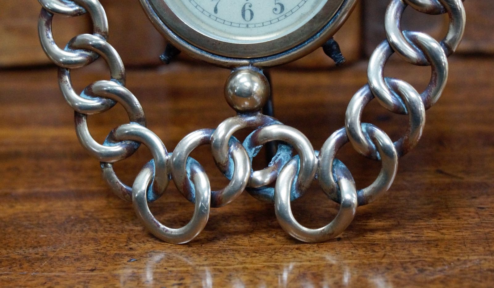 Victorian Brass Horseshoe Wedding Ring Travel Clock photo vinterior