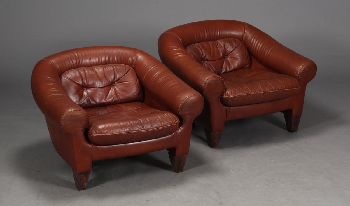 Fawn Leather Lounge Including A Sofa And Three Armchairs photo buy