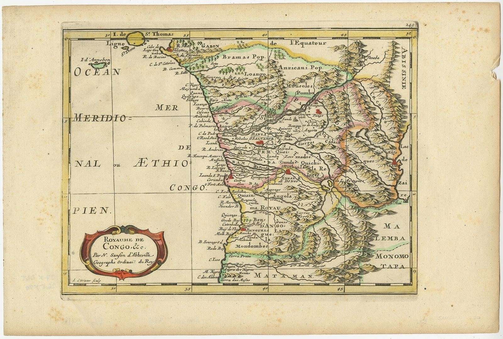 Antique Map Of The Congo Region By De Winter (C.1680)
