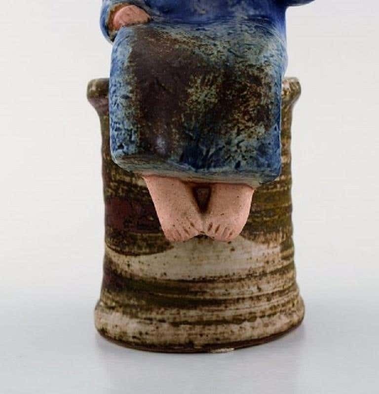 Lisa Larson For Gustavsberg, Girl With Flowers In Glazed Ceramics, 20th Century photo 355.0