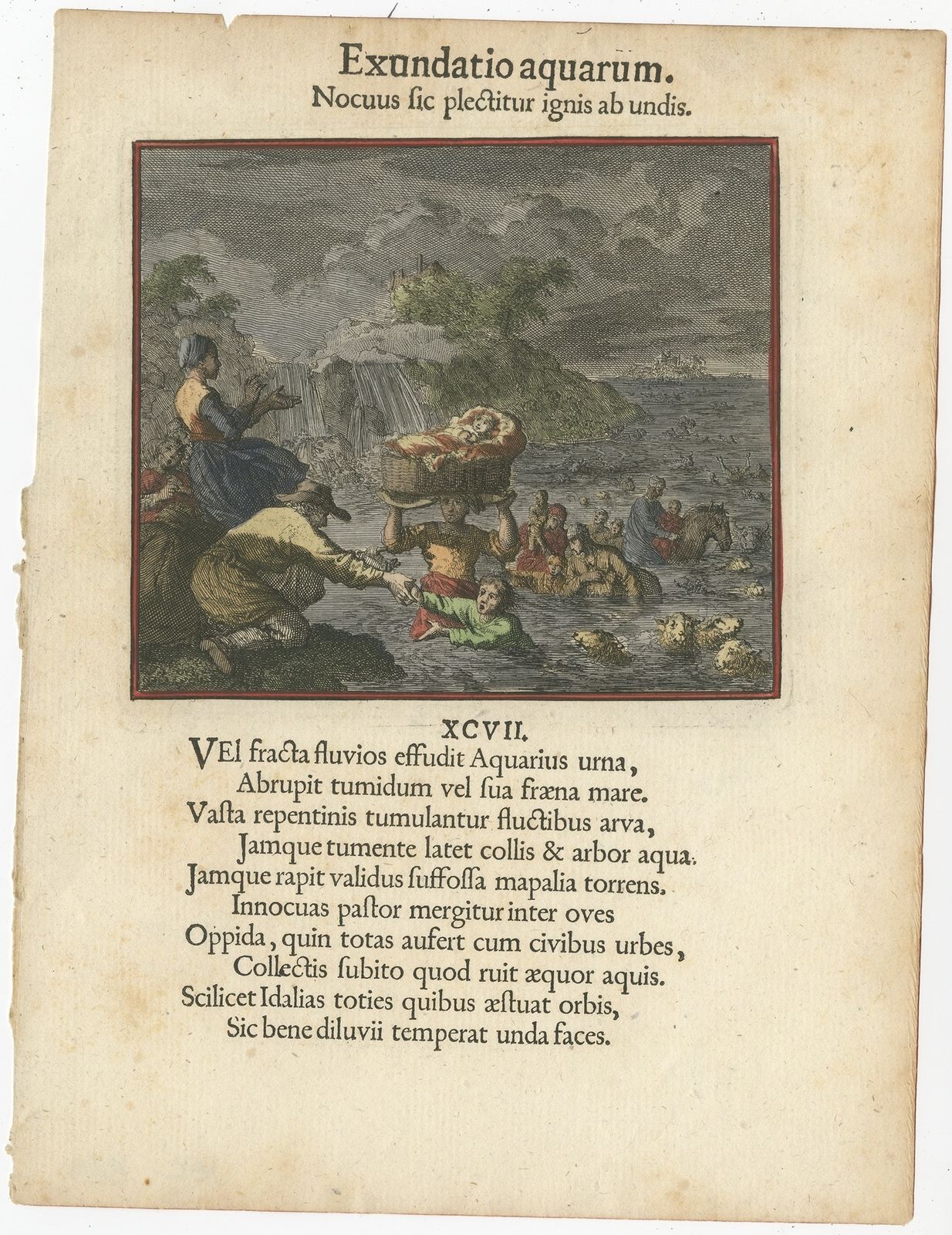 Antique Print Of People Rescued From Sea By Weigel (C.1700)