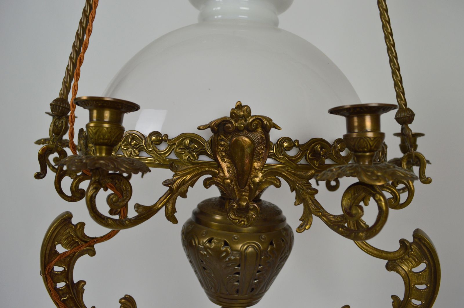 French Large Antique Chandelier In Bronze And Brass photo Lighting