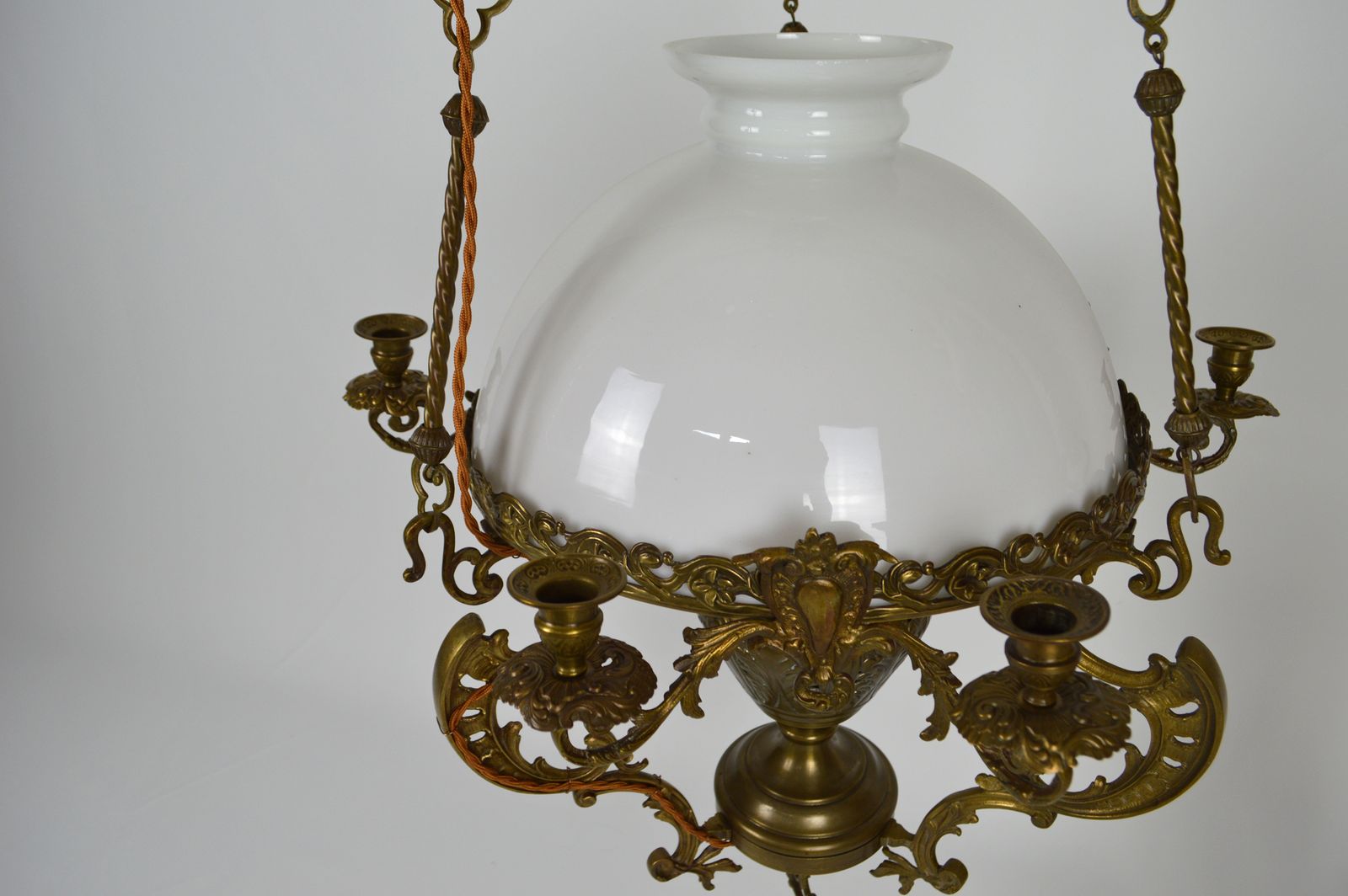 French Large Antique Chandelier In Bronze And Brass photo 1440.0
