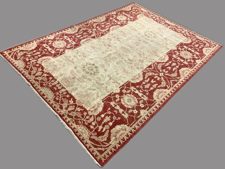 Fine Afghan Wool Ziegler Rug 313x220 Cm Handmade Chobi Rug Red, Beige photo for sale