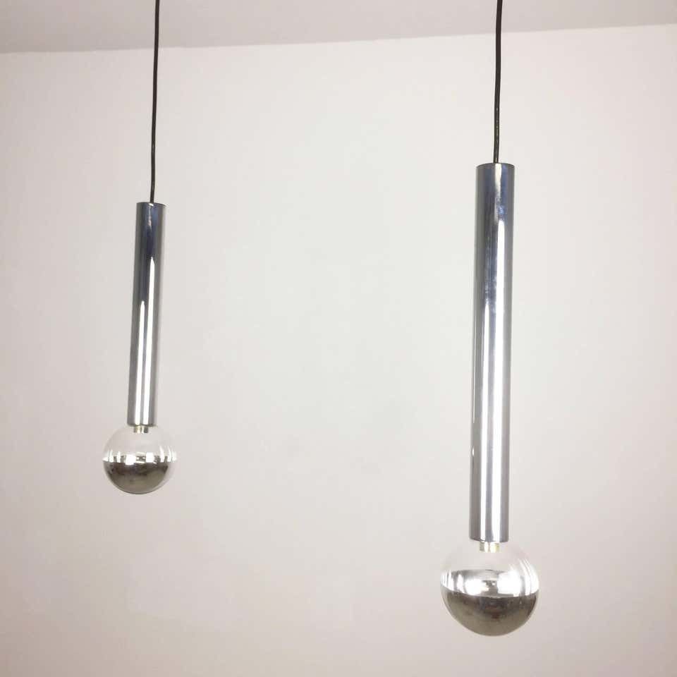 photo furniture 1970s Chrome Hanging Lights Glass Bulb By Motoko Ishi For Staff Lights, Germany