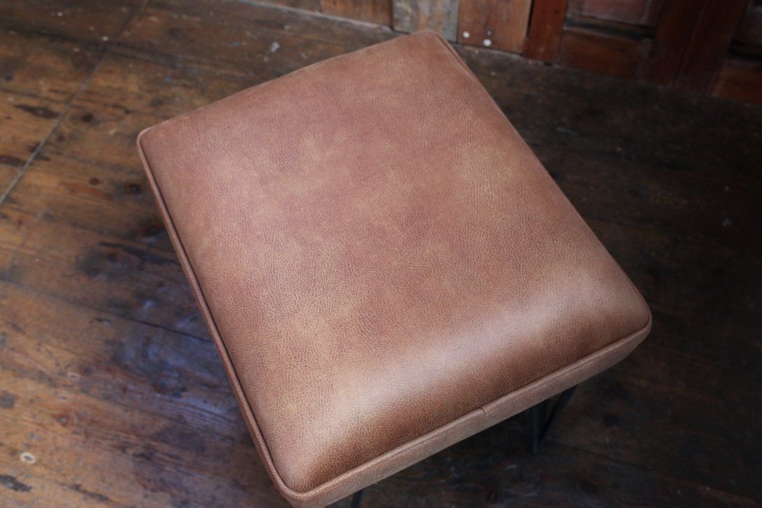 Handmade Industrial Stool With Hairpin Legs In Leather photo 275.0