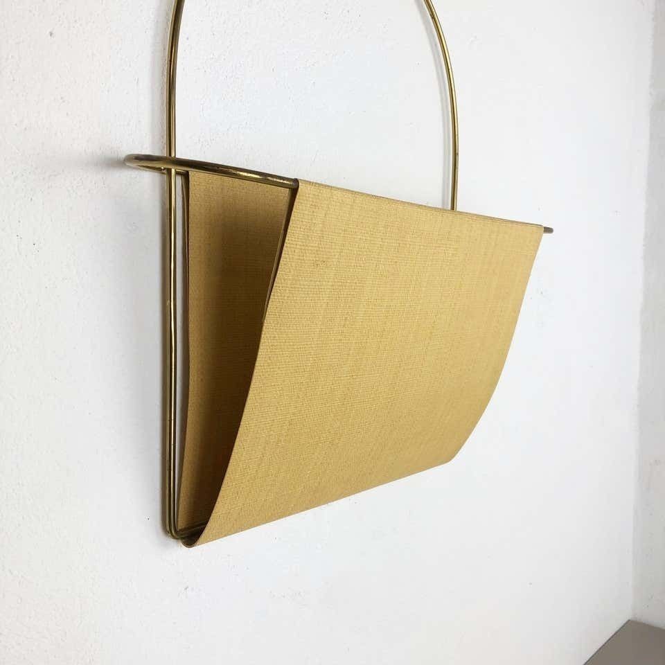 Vintage Brass Wall Hanging Magazine Holder photo buy