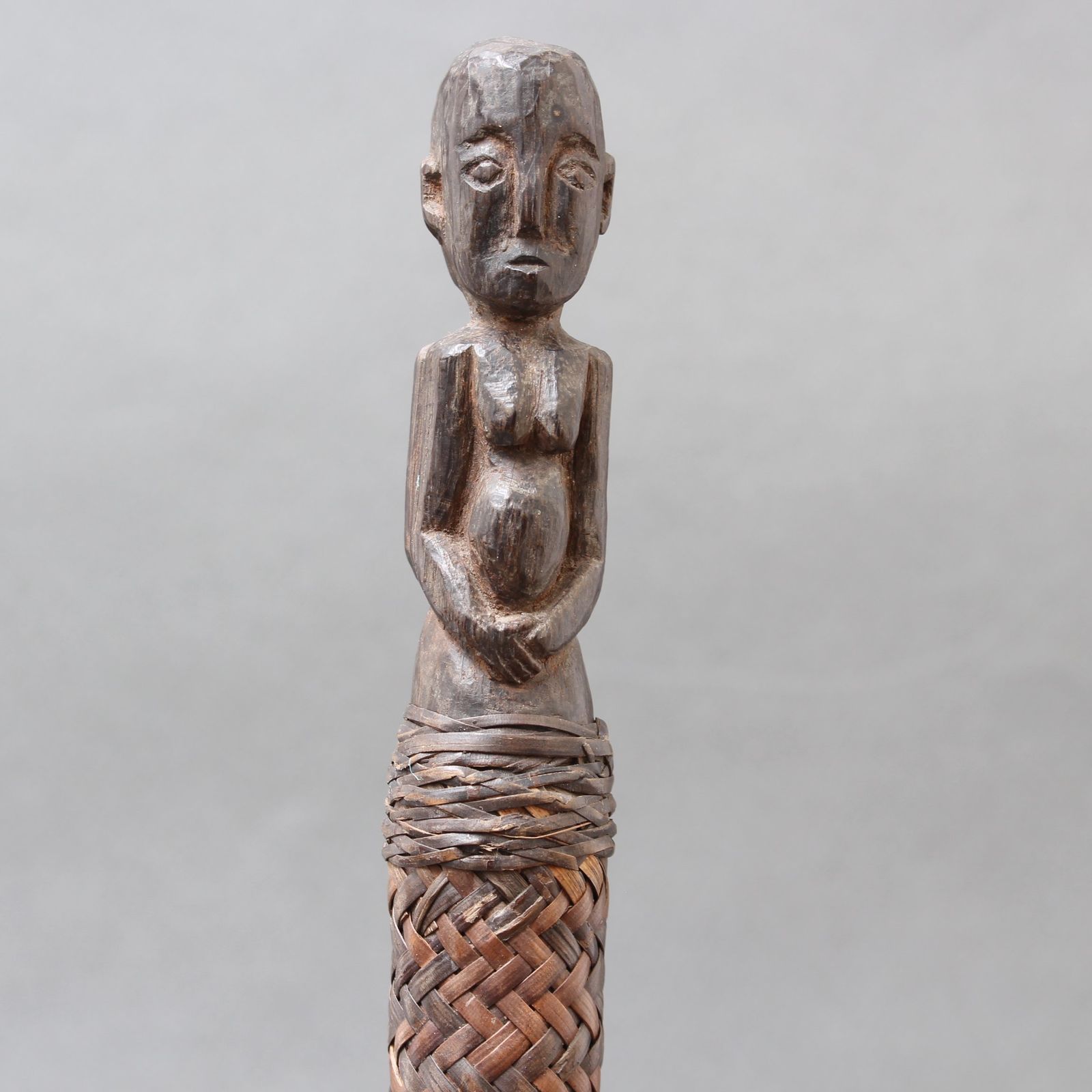 Carved Wooden Ancestor Sculpture With Rattan Body From Borneo (Circa 1960s) photo buy