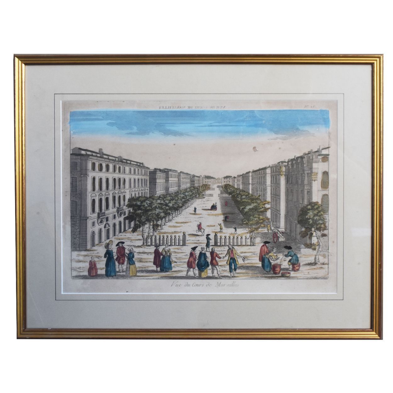 View Of The Cours De Marseille Antique Engraving, Xi Xth Century