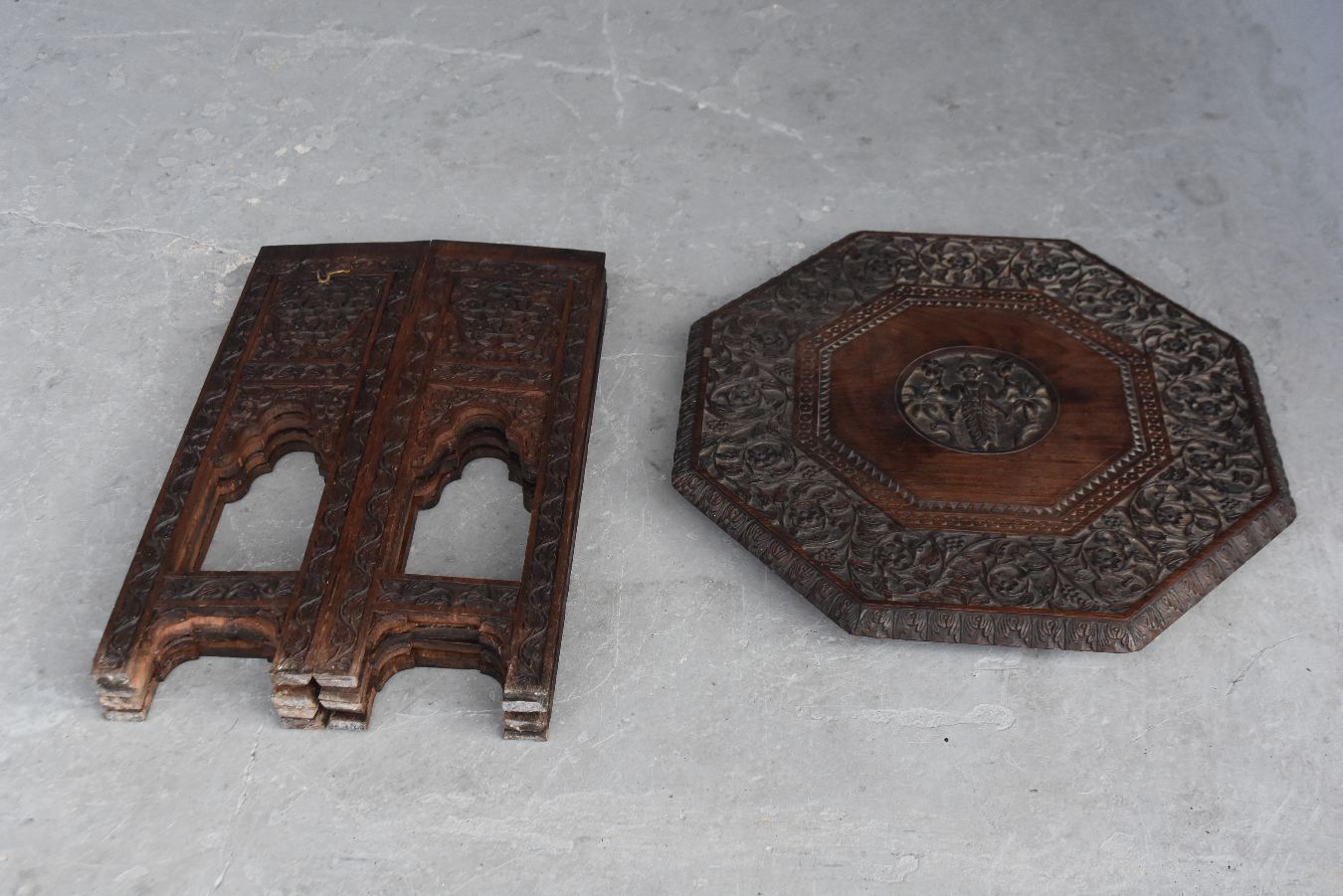 photo furniture Indian Hexagonal Folding Pedestal Table Rosewood Late Nineteenth