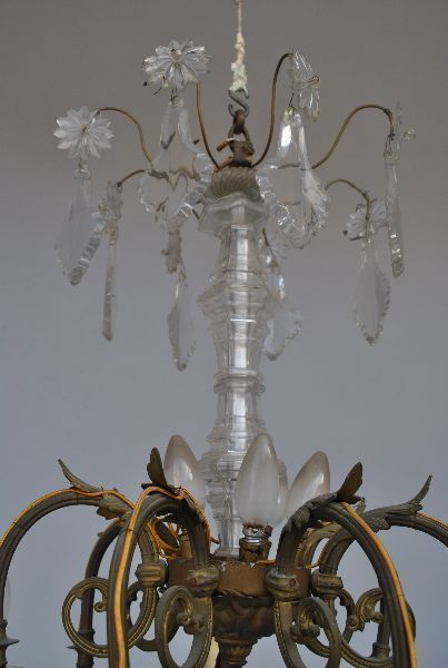 Chandelier Tassels Of Gilt Bronze Crystal Rockery Style Xi Xth photo vintage