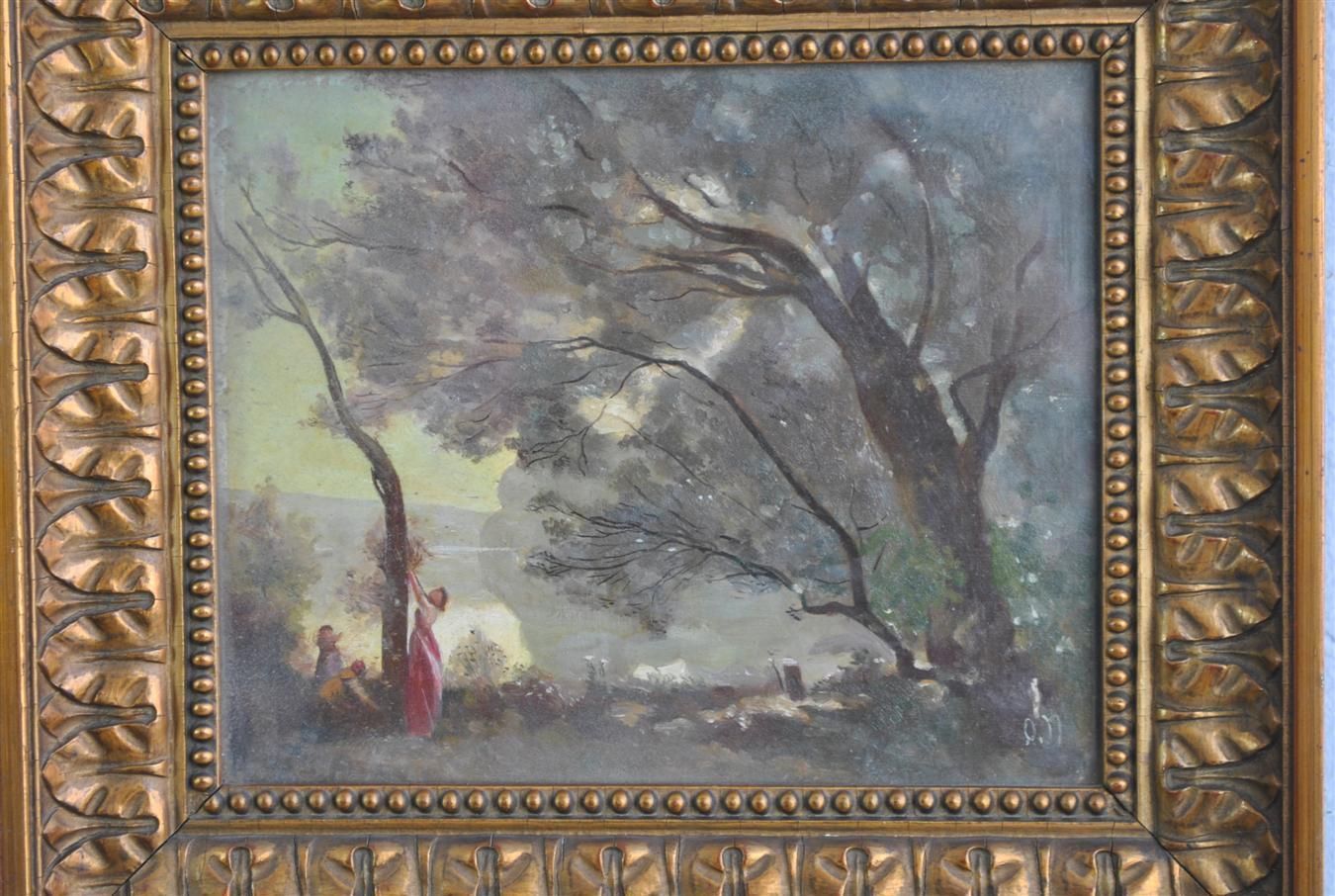 Women At The Edge Of A French School Lake Signed O. Nicomède photo furniture