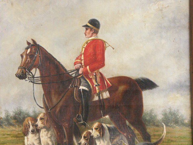 Oil On Canvas Equestrian Theme Xi Xth Unsigned photo for sale