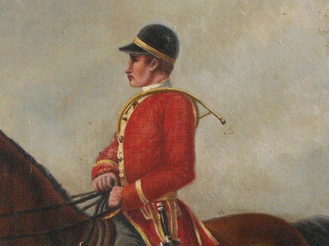 Oil On Canvas Equestrian Theme Xi Xth Unsigned photo Art