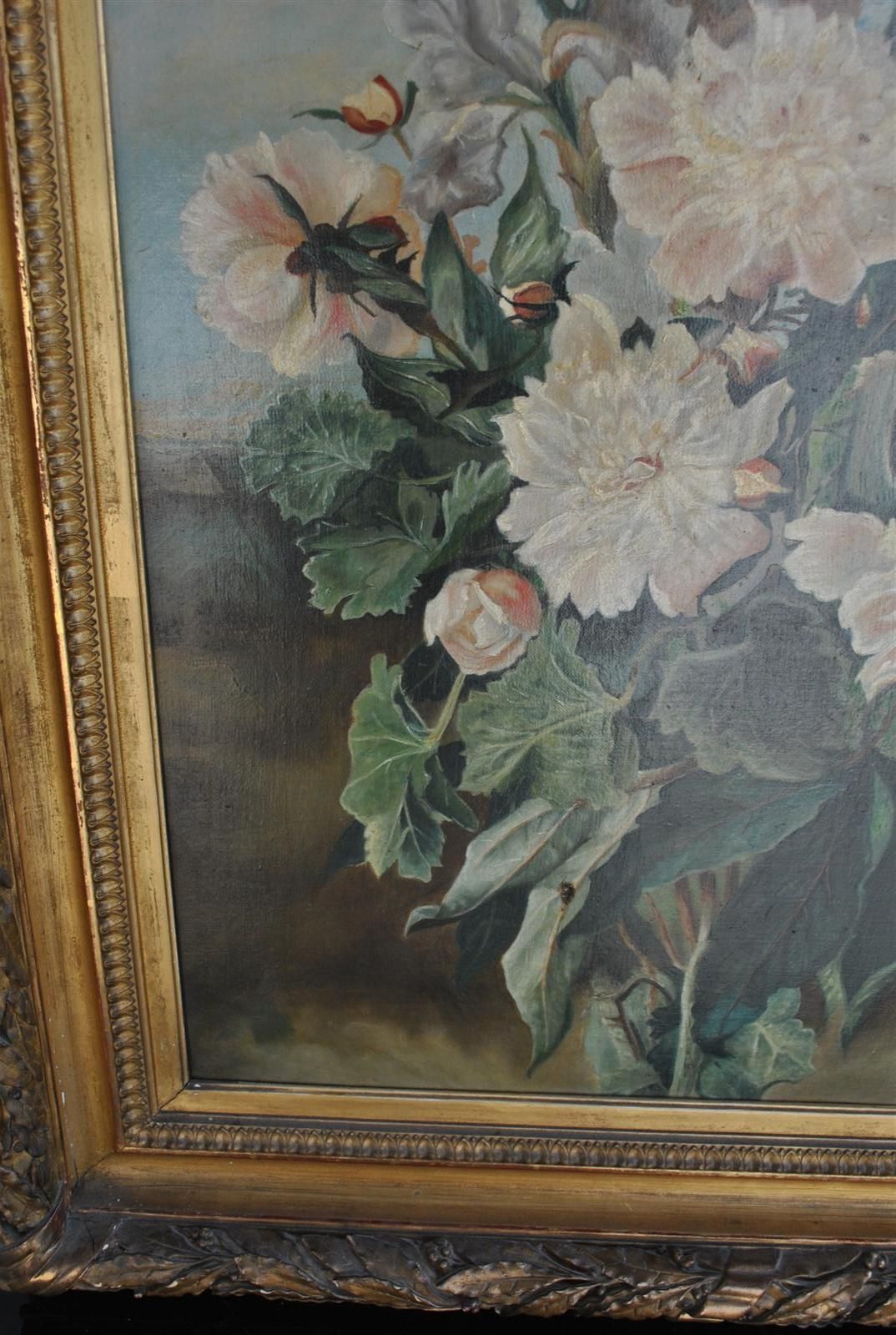 Oil Painting Landscape Bouquet Of Flowers Late 19th Century 2 photo 1097.0