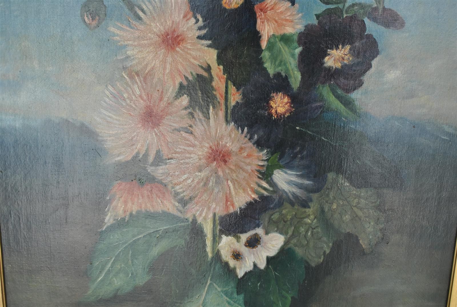 Oil Painting Landscape Bouquet Of Flowers Late 19th Century photo buy