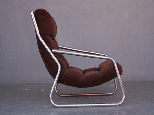 Armchair Tubular Structure Stainless Steel And Velvet photo Furniture