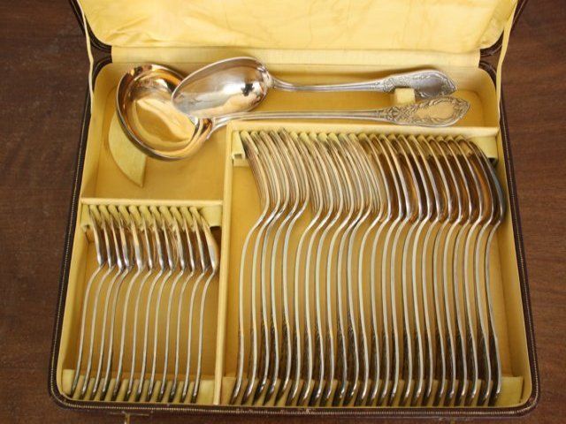 Complete Silver Metal Flatware 38 Pieces photo for sale
