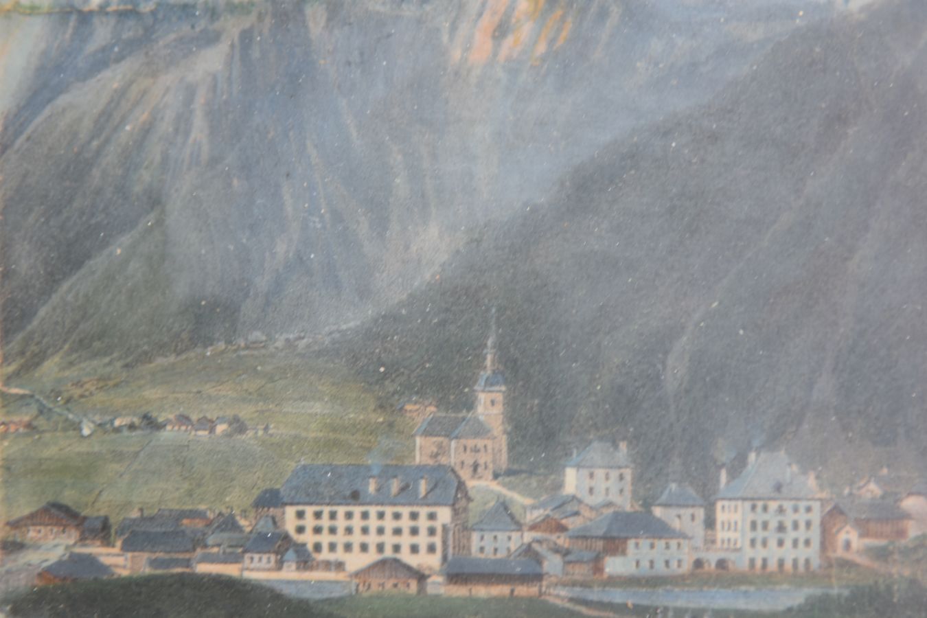 Swiss Or Italian Gouache, Landscape Of The Alps, Xi Xth Century photo furniture