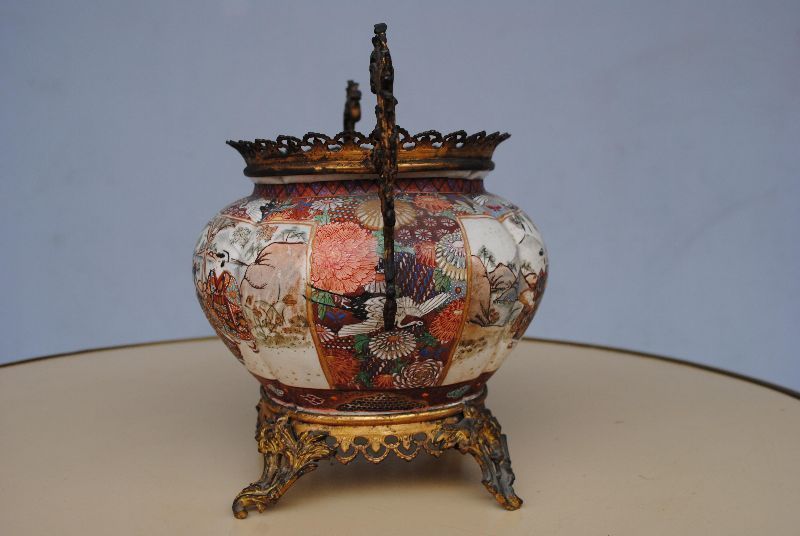 Cachepot Satsuma Old Japan Bronze Mount photo for sale